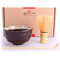 Los mejores  - Goodwei Juego de Té Matcha – Bol de té y batidor Incl. Caja de Regalo (Marron)